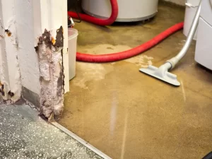 A vacuum cleaner and bucket on the floor, ready for drain repair or any plumbing in Toronto emergencies.